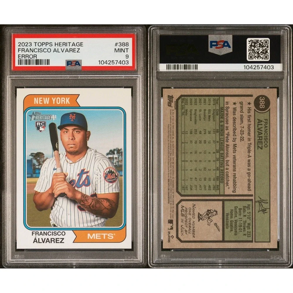 2023 Topps Heritage - ERROR Variation Francisco Alvarez‎ #388 (RC) - PSA 9 Mint